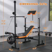 GIKPAL 800lbs 8-In-1 Adjustable Weight Bench Set With Lat Pull Down, Leg Extension And Leg Curl, Chest Fly And Preacher Curl Workout Bench Multi-Function Strength Training Bench Press Exercise Equipm - Orange - View 6