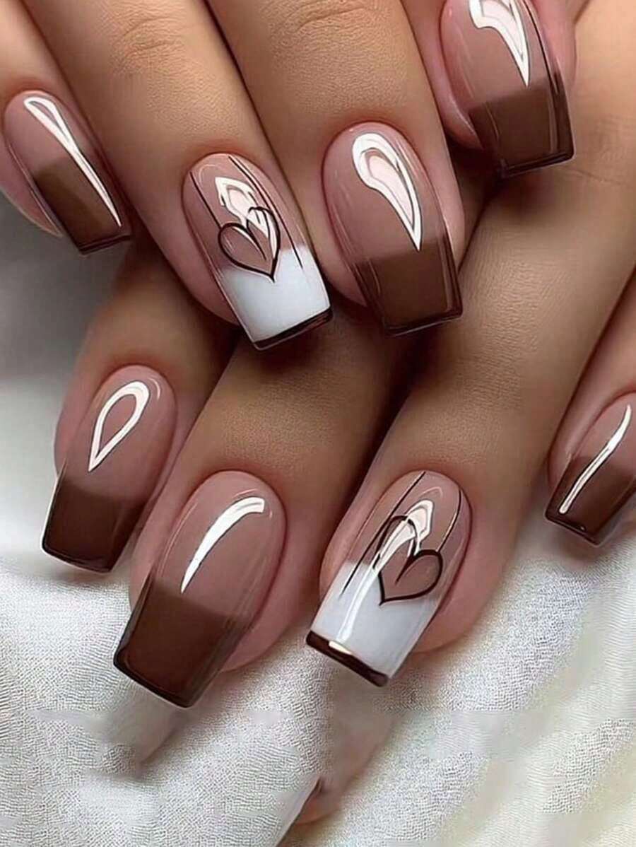 24pcs High-End Salon-Quality Press-On Nails: Mixed Length Gradient, Pink Gradient, Jelly Nails, Glossy Coffin Fake Nails, Blue Gradient 3D Press-On Nails With Butterfly & Pearl 3D Decorations, Solid Color Cat's Eye Press-On Nails, Glitter Fake Nails For Short - 彩色 - 查看 1