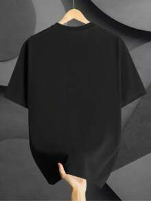 200g Camiseta de Manga Corta Impresa 100% Algodón, Moda Casual de Verano - Negro - Ver 3