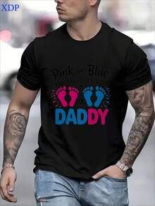Pink Or Blue, Daddy Loves You - Gender Reveal T-Shirt For Dad - Black - View 1