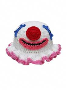 1pc Women Handmade Crochet Ruffle Brim Bucket Hat, Novelty Casual Floppy Cloche Hat - Solid Color - View 32