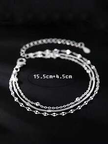 1pc Delicate Minimalist 3-Layer Braided Pearl Bracelet, Suitable For Women