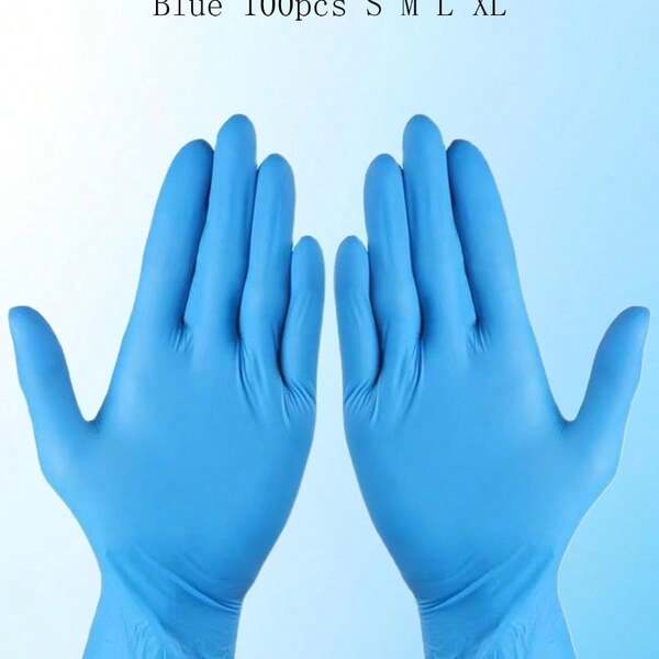 Disposable Nitrile Gloves 4mil, 100 Pieces, Blue Dust-Free Gloves, No Powder Or Latex, Durable And Comfortable