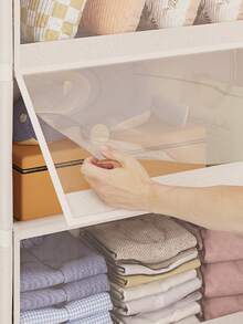 1pc Covered Dust-Proof Storage Cabinet, Wardrobe, Bookshelf, Organizer, Improve Space, Sturdy & Fashionable, Easy To Assemble & Disassemble, Portable, Suitable For Living Room, Bedroom, Entryway, Office, Home, Multi-Layer Storage, Holiday Gift, Christmas Gift, Gift - Multicolor - View 8