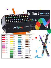 48/60/80/120/168/240 Ensemble de stylos marqueurs acryliques de couleur, emballage magnétique, pointe de stylo souple, avec système de contrôle d'encre automatique, graffiti puissant et couverture de coloriage, convient aux artistes, aux loisirs créatifs, à la canevas, au bois, au verre, aux rochers et aux tissus, très adapté pour la rentrée scolaire !