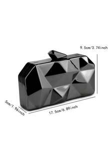 Women's European And American Fashion Asymmetric Metal Box Bag, Crossbody Chain Bag, High-End Evening Clutch, Formal Party Bag - Black - View 4