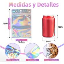 Bolsas para Dulces 400pcs, Bolsitas Holográficas Resellables con Selloético, Bolsas de Aluminio para Gomitas, Aperitivos, Cosméticos, Accesorios (10x15) - blanco - Ver 6