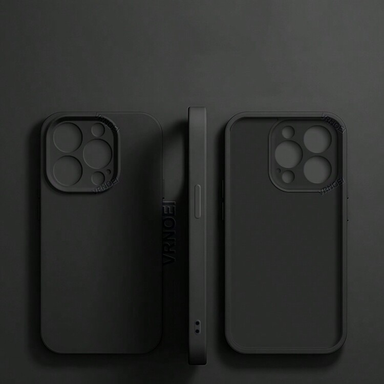 VRNOEI Funda de teléfono con protección de lente de material negro mate sólido para iPhone 16, 15, 11, 14, 13, 12, 17 Pro Max, adecuada para modelos 17 Air, 16, 14, 15 Plus, cubierta trasera antideslizante, regalo de cumpleaños para fiesta de primavera - Negro - Añade 9