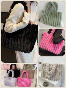 Large Capacity Plush Tote Bag, Shoulder Bag, Women's Fashion Handbag & Satchel Purse For Winter Fluffy Shoulder Bag,New Autumn And Winter Women Bag, Best Fall Purse, New Arrival Fur Purse Faux Fur Tote Bag Fluffy Satchel Handbags For Women, Mom, Friend, Bridesmaids Burgundy Fluffy Handbag, Women Shoulder Tote Bag, Perfectly Matching With Fall Outfits Womenfall Clothes For Women Women Bag Plush Underarm Bags Fashion Handbag And Purse Autumn Winter Armpit Bags Dating Handbag  Fluffy Crossbody Bag, Adorable Clutch Bag, Stylish And Versatile,Accommodates Mobile Phone And Wallet, Autumn/Winter Handbag,Essential For Daily Commutes And Dates This  Is Suitable For Young Girls For Their Birthday, Prom And Graduation And Also A Lovely Gift For Friends, Mother, Lover On Special Days Such As Valentine's Day, Christmas, Anniversaries.Can Be Used As Thanksgiving, Halloween,Christmas Gift. - Nhiều màu - Xem 2