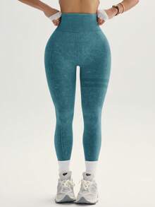 Women'S Seamless Outdoor Matte Sports Yoga Pants, High Waist High Elasticity Breathable Sweat-Wicking, Peach Butt Enhancing, Versatile Sports Leggings, Soft & Skin-Friendly Tights Spring - Màu xanh lá cây đậm - Xem 2