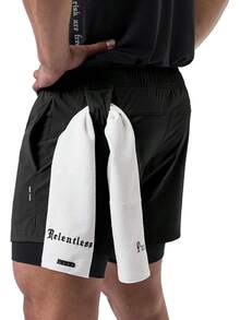 Shorts Deportivos Hombre 2 EN 1, 3PCS,Short con Licra Hombre,Short 2 en 1 Hombre con Bolsillo Interior Forrado Secado Rápido y Comodida, Súper Transpirabl, Apto para Gym, Correr, Entrenamiento - Negro, Blanco y Gris - Ver 3