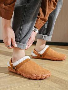 Zapatos suaves y piel cálida para mujer, diseño minimalista, ligeros, de moda, con caja de punta ancha, tipo descalzo para interiores y hogar, mullidos, elegante estilo universitario, pantuflas, adecuados para otoño e invierno