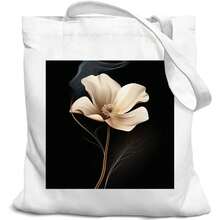 1pc 35*40cm(14*16 Inch) Modern Abstract Black And Golden Flower Shopping Bag, Reusable Printed Canvas Bag, Simple Polyester Fabrics Tote For Everyday Shopping - Color - View 2
