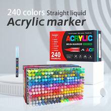GuangNa Bút dạ Acrylic 240 màu với hệ thống kiểm soát mực chảy tự do và đầu cọ mềm dẻo. Thích hợp để tô màu, vẽ thủy tinh, dệt may, trứng, đá, đồ thủ công mỹ nghệ. - Nhiều màu - Xem 5