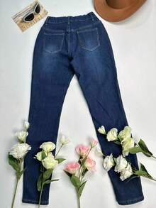 Leggings de mezclilla lavada para mujer de otoño e invierno talla grande pantalones con forro polar, pantalones gruesos y cálidos con forro polar de otoño e invierno, adecuados para salir en otoño e invierno, ropa con ambiente navideño