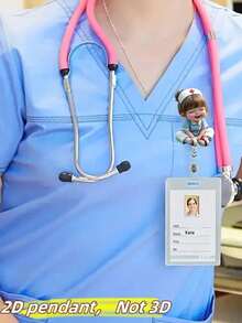 2D Flat Acrylic Nurse Girl ID Card Holder - Retractable Label Holder, Durable Label For Medical Students And Nurse Practitioners - Durable PMMA Material For Workplace Identification, Medical Label Holder | Fun Design | Durable Acrylic, Nurse Accessories, Back To School, Gift For Teacher