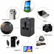 1pc Travel Adapter With 1 USB & 1 Type-C Charging Ports, Universal Travel Charger, Wall Charger AC Power Plug Adapter, US/EU/UK/AU Conversion Adapter, USB Charger, Type C Charger