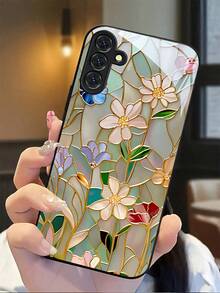 Vintage Colorful Floral Phone Case With Glass Texture. Suitable For IPhone 17, 16, 15, 14, 13, 12, 11, Pro Max Plus, Galaxy 25/24/23/22/21/ULTRA/PLUS/FE/Able-Pri71/56/55/54/53/52/36/35/34/26/25/23/16/15/14/13/06. Tailor-Made Phone Case For Fashionable Perfection. - Nhiều màu - Xem 3
