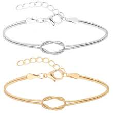 New Knotted Snake Bone Bracelet Love Knot Infinity Love Heart Couple Bracelet Romantic Chain - Bạc - Xem 5