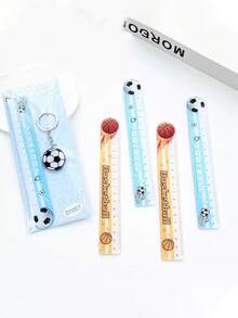 1pc High-Quality Acrylic Cartoon Football & Basketball Student Stationery Ruler