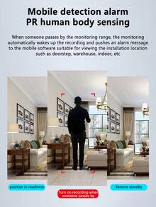 迷你无线WiFi安防摄像头，支持远程连接，放置方便，提供高清720P视频质量，操作简便（产品不含电池，需要持续USB供电，高清720P，购买前请仔细阅读产品说明！） - 黑色 - 查看 8