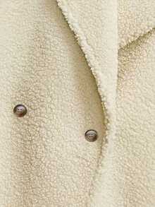 女士休闲百搭米色街头时尚翻领开衫，秋冬 - 杏色 - 查看 3