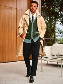 Men's Long Sleeve Button Down Knitted Cardigan Sweater With Pockets, Casual Style - Dark Grey - View 11