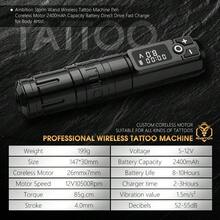 طقم قلم آلة وشم لاسلكي Ambition 1 مع محرك بدون فرش، بطارية 2400mAh، 10 ألوان حبر، 20 خرطوشة إبر مختلطة، مناسب لفناني الوشم - الأسود - مشاهدة 3