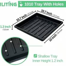 Plant Growing Seed Starter Trays For Seedlings Microgreen Shallow Plants Tray Standard 1010 Tray With Drain Holes 5 Pack Black 10.7 X 10.7 Inches Square Trays - 5個裝(有孔) - 查看 2