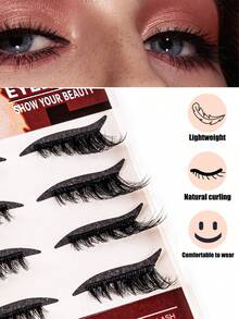 Set combo di ombretti e ciglie finte, include eyeliner glitterato adesivo e ciglie finte, impermeabile, senza colla necessaria, adatto per trucco da festa e palcoscenico, ideale per principianti