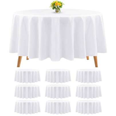  Teruntrue 10 Packs Polyester Round Tablecloth 90 Inch White Table Cloth Bulk Washable Polyester Fabric Tablecloths Table Cover For Wedding Party Banquet Buffet Table Holiday Dinner (White, 90 Inch)