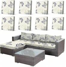 HANDONTIME 8Pcs Patio Cushion Covers Stretch Outdoor Couch Cover Cushions Outdoor Furniture Waterproof Patio Furniture Cover Pets Sofa Covers Washable (Khaki,Cover Only) - B:bướm - Xem 11