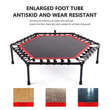 Durable Hexagonal Fitness Trampoline With Adjustable Handle – Ideal For Fun And  Home Workouts - Black - View 4