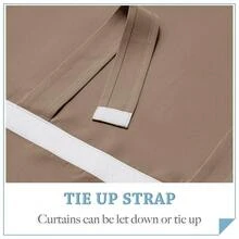 Blackout Door Curtain - Privacy Thermal Insulated Front/Tricia/Patio French Door Window Curtains Sidelight Curtain Tie Up Shade, W34 X L69 Inch, 1 Panel, Mocha - 莫尚奇 - 查看 5
