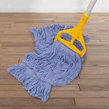 3-Pack Heavy-Duty Loop Mop Replacement Heads - Industrial Grade Blue Cotton Blend Wet Mop Refills For Commercial Use - 藍色 - 查看 4