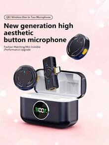 Professional Wireless Neck Microphone With Charging Case, Noise Cancelling Mini Wireless Microphone 4 Picking Modes, 60 Hours Battery Life Suitable For Interviews, Live Vlogs, Media