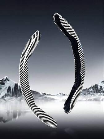 Bright Carbon Fiber Steering Wheel Cover - [3/2/1pc] Non-Slip Grip & Laser Half-Wrapped Design, Universal Fit For 14.5-15 Inch Wheels, Sporty Interior Car Accessories