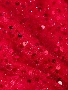 Girls' Elegant Solid Color Sequin Mesh Dress, Spring/Summer