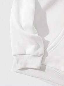 95% Polyester 5% Spandex Men's Regular Plus Size Hoodie With Pocket And "Thinking About What" Print, 240g, Made In A Global Four Seasons Factory, Comfortable, High Quality, And High Fit, Casual Sweatshirt - 白色 - 查看 4