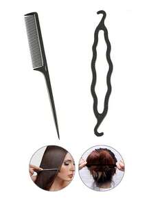 2pcs/Set Hair Braiding Tool, Hair Styling Tool, Ponytail Maker, Hair Accessories, Back To School, Travel Holiday Essentials, Hair Accessories For Women, Hair Curlers, Curly Hair Brush, Rollers, Curly Hair Products, Curler, Rollers For Hair Curl, Curly Hair Tools, Hair Roller, Hair Rollers, Curly Hair, Heatless Curl, Heatless Curls, Hair Curler, Barber, Hair Curlers, Barber Accessories, Rollers, Curly Hair Products, Curler, Rollers For Hairdressing Equipment, Accessories, Hair Curl, Curly Hair Tools, Hair Roller, Christmas,Curly Hair, Hair Curler, Hair Rollers, Heatless Curl, Heatless Curls, Rollers, Hair Curlers, Curly Hair Products, Hair Curl, Hair Roller, Rollers For Hair, Curly Hair Tools, Heatless Curlers,Hair, Accessories, Hair Products, Hair Tools, Hair Stuff, Hair Care, Curly Hair Brush, Barber, Barber Accessories, Hairdressing Equipment,Heatless Waves,Travel Essentials,Hairstyle,Hairdressing - Black - View 6