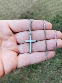 Bărbați elegant minimalist cruce pandantiv colier cadou perfect pentru iubit accesorii durabile din oțel inoxidabil lanț declarație de modă cadou pentru el