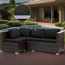HANDONTIME 8Pcs Patio Cushion Covers Stretch Outdoor Couch Cover Cushions Outdoor Furniture Waterproof Patio Furniture Cover Pets Sofa Covers Washable (Khaki,Cover Only) - 答:黑色 - 查看 4