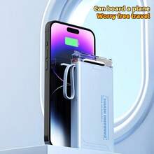10000/20000mAh 5V3A Fast Charging Multifunctional Power Bank With Flashlight, Ultra-Bright LED Camping Light, Rechargeable Portable Mobile Phone Charger, Built-In 4 Cables, USB-C Input & Output, Outdoor Travel Must Have Battery Packs,Give A Gift/Present.Travel, Going Out, Going To School, Going To Work And Going Out Are Necessary.Outdoor - 黑色 - 查看 6