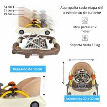 Andadera Semi Lujo Para Bebé Mecedora Bocho Mod Tek-201 - Café integral - Ver 5