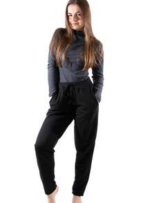 Calça Moletim Feminina Casual Moderna - Preto - Visão 1