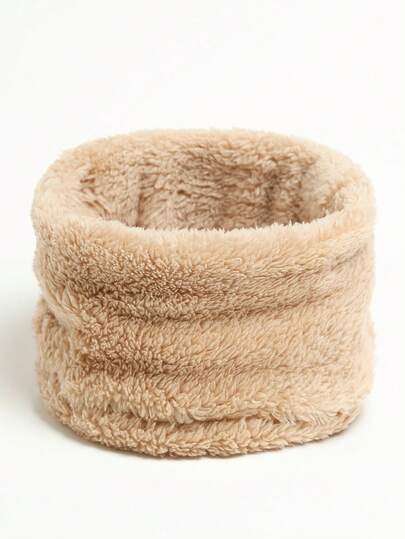 1件装女士冬季围巾高领保暖脖套（灰色）面罩抓绒围脖，厚实保暖，纯色珊瑚绒围巾，户外连衣裙围脖