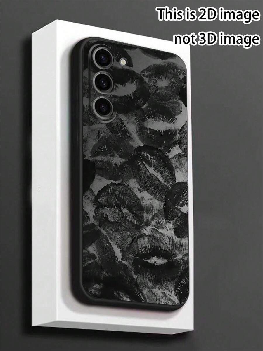 1 carcasă de telefon neagră anti-alunecare, cu design minimalist Tie Dye Ink Lip, compatibilă cu , Honor, Redmi, Galaxy, 12T/13T/14T