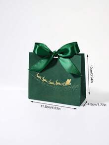 Cutie cadou de Crăciun cu 5 buc., cu panglică de satin, imprimeu cu sania lui Moș Crăciun și reni în folie aurie, cutie elegantă pentru bomboane de sărbători, fursecuri, ciocolată, dulciuri, ambalaj roz și negru pentru favoruri de Crăciun, pentru petreceri, nunți, reuniuni de familie