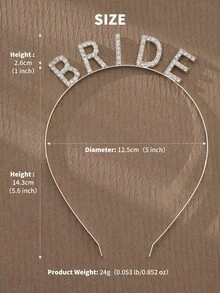 Băng đô chữ BRIDE đính đá, phụ kiện trang trí đám cưới, quà tặng cho phù dâu, phụ kiện ngày Valentine. - Bạc - Xem 5
