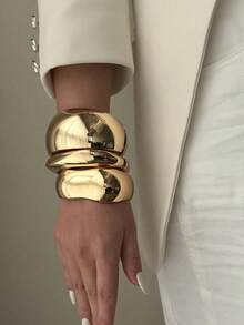 Bộ 3 vòng tay hạt cườm hình giọt nước bất đối xứng tối giản, phù hợp cho nữ, chất liệu kim loại và hợp kim kẽm chắc chắn, bề mặt thô ráp, quà tặng ngày Valentine. - Nhiều màu - Xem 12